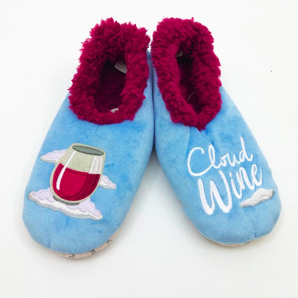 NWT Snoozies Women's Slippers Cloud Wine Light Blue Medium 7/8